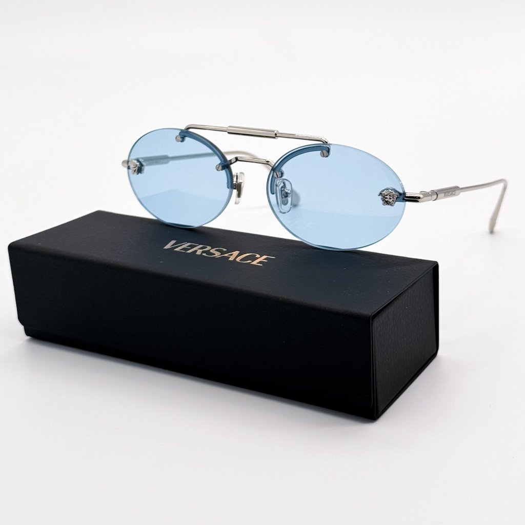 New Versace Sunglasses Ve2295 1000/1 Blue Women Eyewear Ve2295 10001